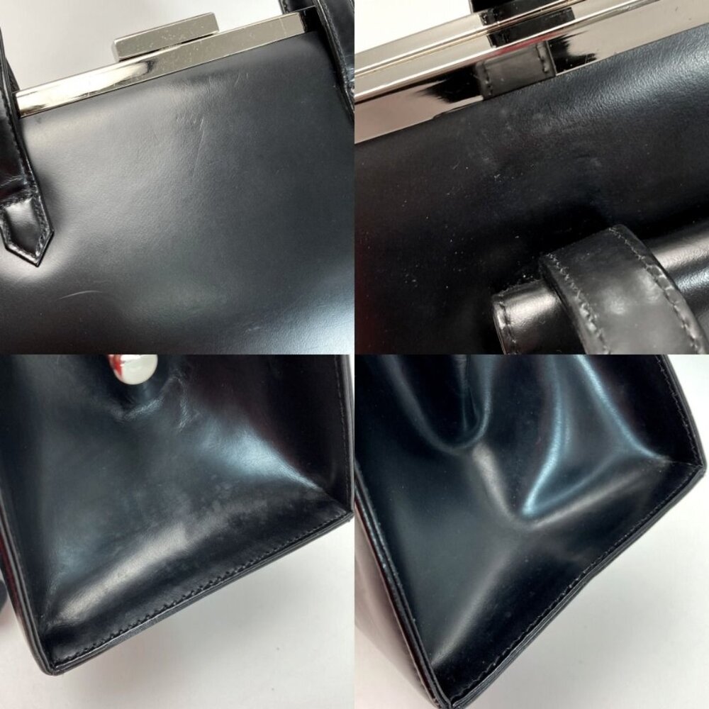 Yves Saint Laurent Clasp Handbag Black Leather Hotei - Picture 7 of 9